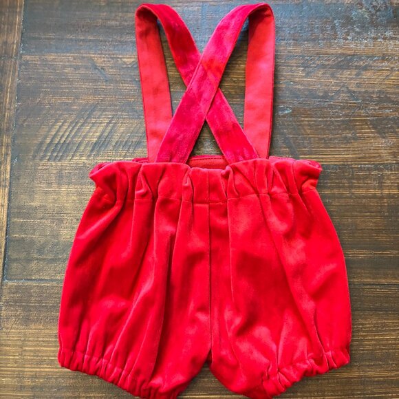 Edgehill Collection Baby Red Velvet Shortalls ~ Newborn ~ NWOT ~ Christmas - Picture 2 of 4